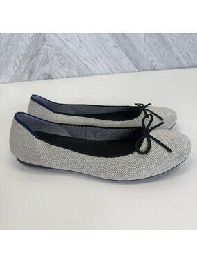 Rothy's The Flat Womens Size 10.5 Silver Black Knit Ballet Flats Shoes NWOT NEW